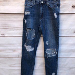 Missguided riot crop distress skinny jeans